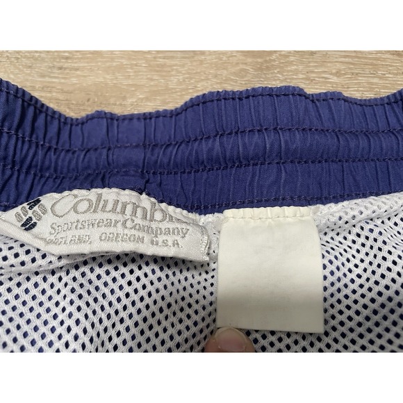 VTG Columbia Mesh Lined Drawstring 7"Cargo Shorts Mens Sz L Swim Trunks Blue - Picture 3 of 8